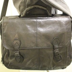 Vintage Leather Colombian Messenger Bag - Black